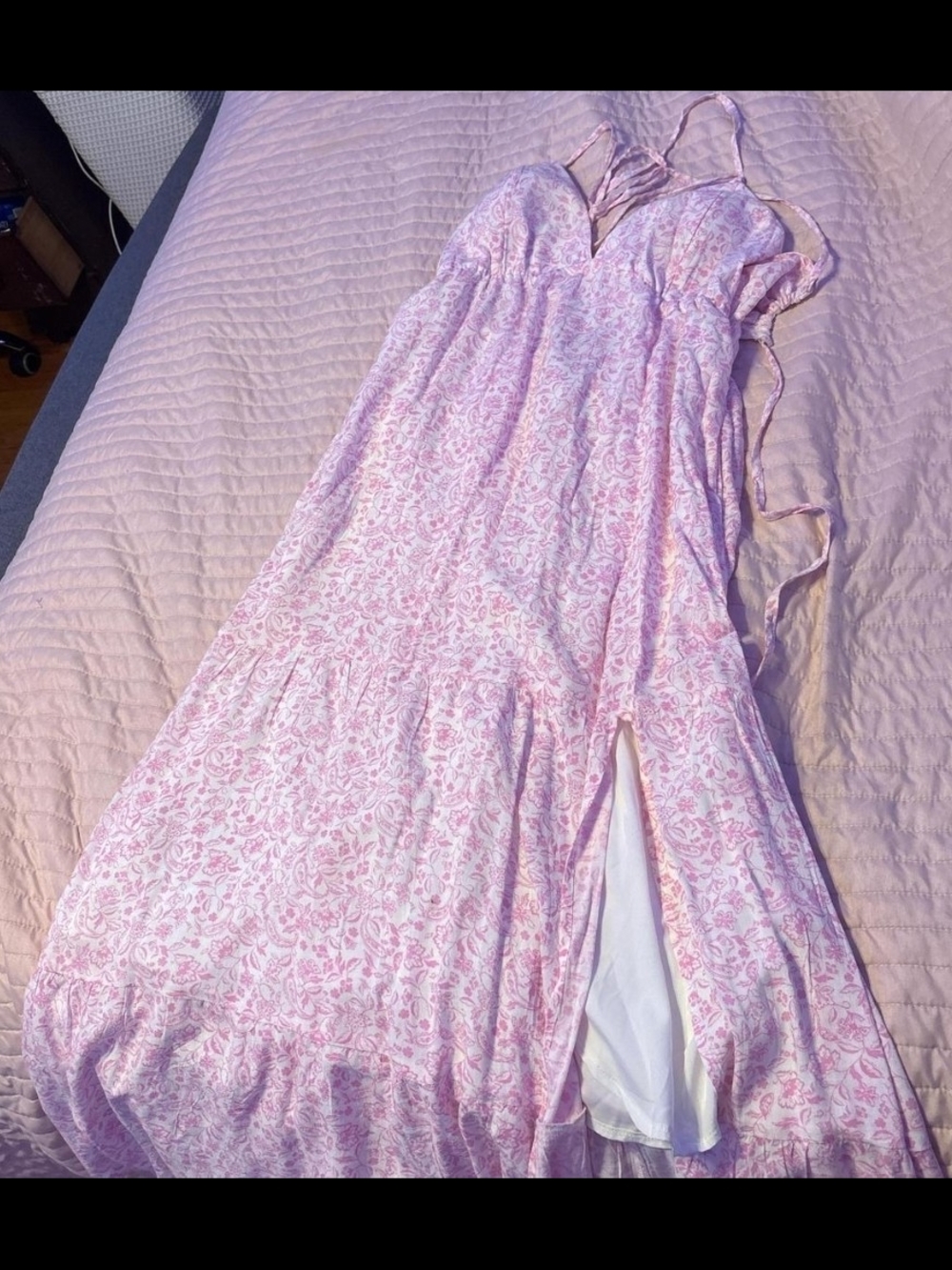 Hollister Pink Floral Maxi Dress with Slit